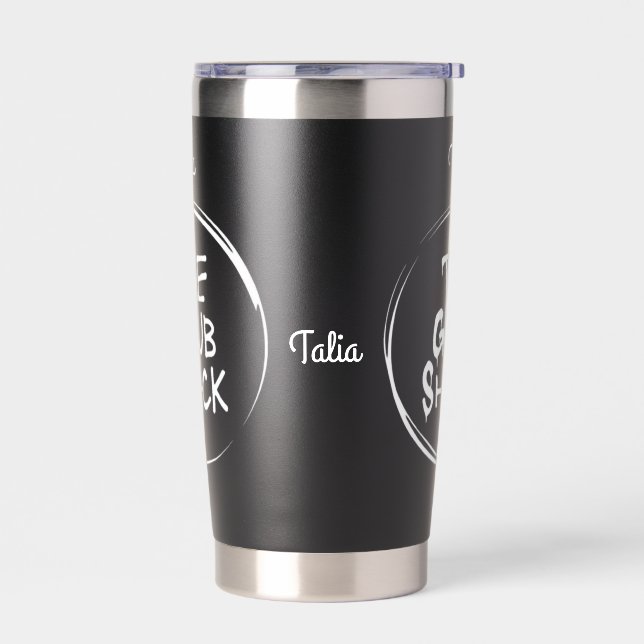 The Grub Shack Black Insulated Tumbler (Left)