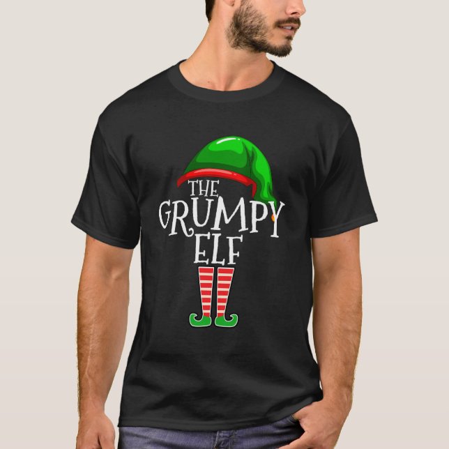 The Grumpy Elf Family Matching Group Christmas Gif T-Shirt (Front)