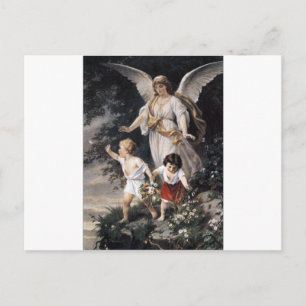 The Guardian Angel and Children, Vintage Painting. Postcard