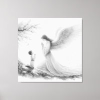 The guardian angel prays with the child