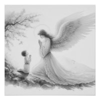 The guardian angel prays with the child