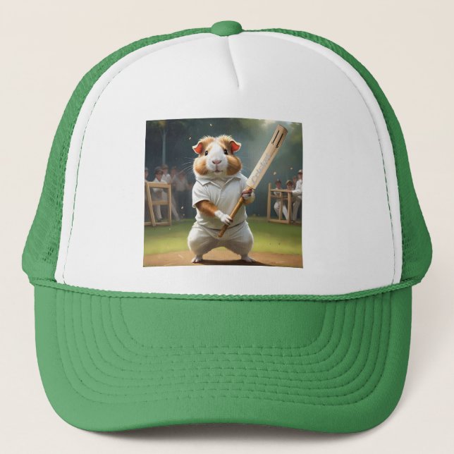 The Guinea Pig Cricketer: Dressed in Whites,  Trucker Hat (Front)
