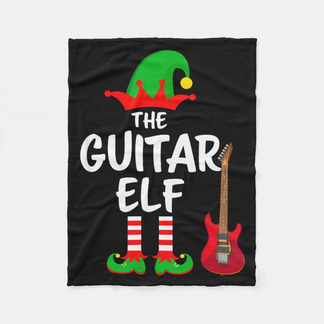 The Guitar Elf Matching Family Christmas  Fleece Blanket (Front)