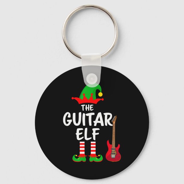 The Guitar Elf Matching Family Christmas  Key Ring (Front)