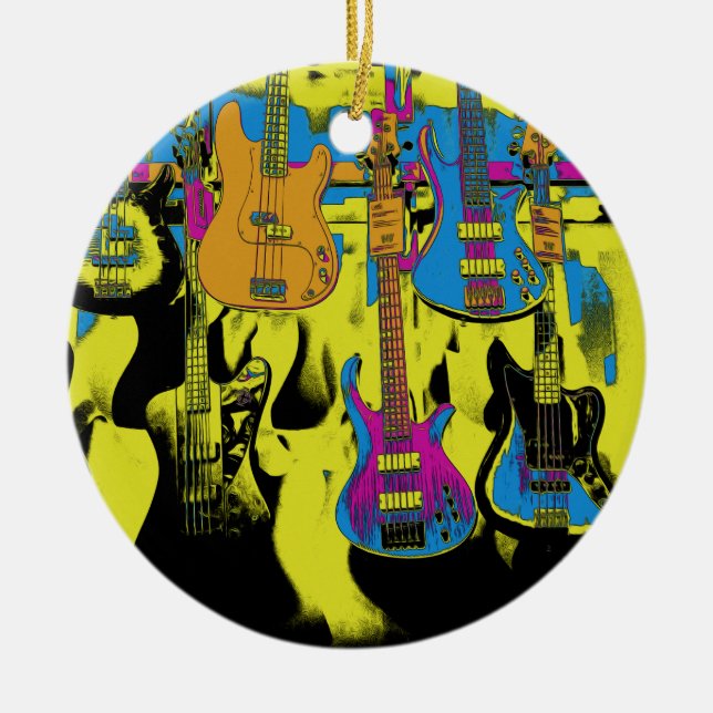 The Guitar Party - Musical Instrument Ceramic Orna Ceramic Tree Decoration (Front)