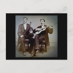 The Guitar Player and the Violinist Vintage Postcard
