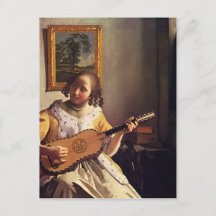 The guitar player by Johannes Vermeer Postcard