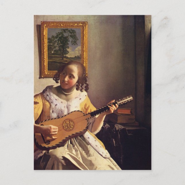 The guitar player by Johannes Vermeer Postcard (Front)