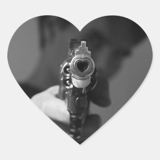the gun of love that kills. heart sticker