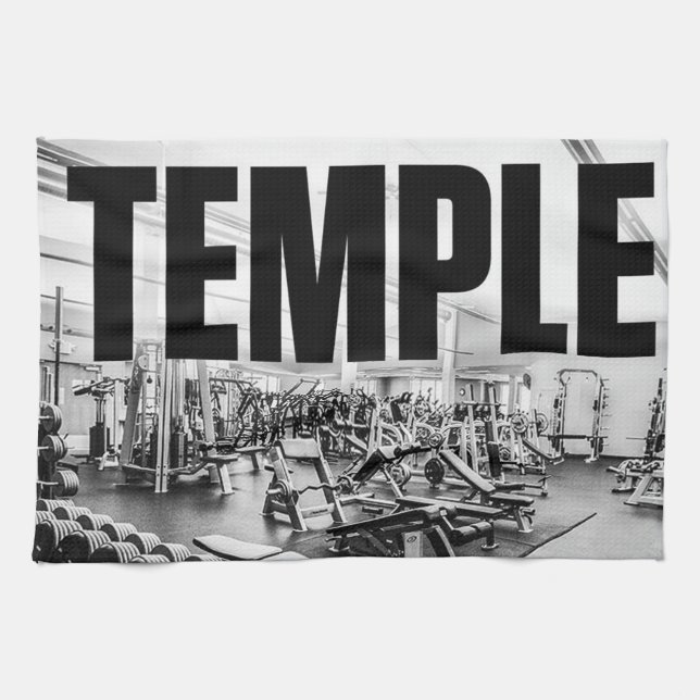The Gym Is My TEMPLE - Bodybuilding Motivational Tea Towel (Horizontal)