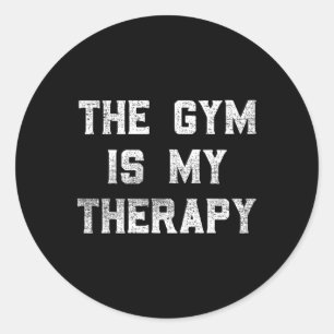The Gym Is My Therapy Lifting Workout Humour Tee M Classic Round Sticker