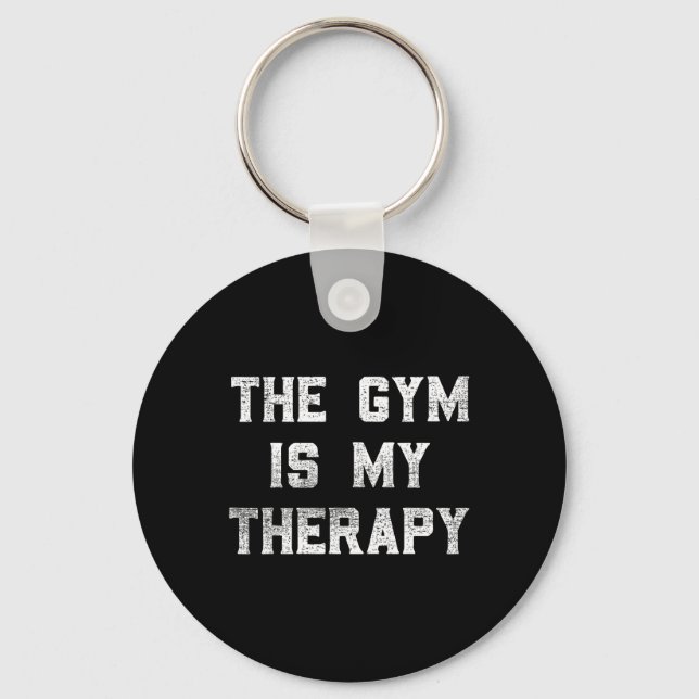 The Gym Is My Therapy Lifting Workout Humour Tee M Key Ring (Front)