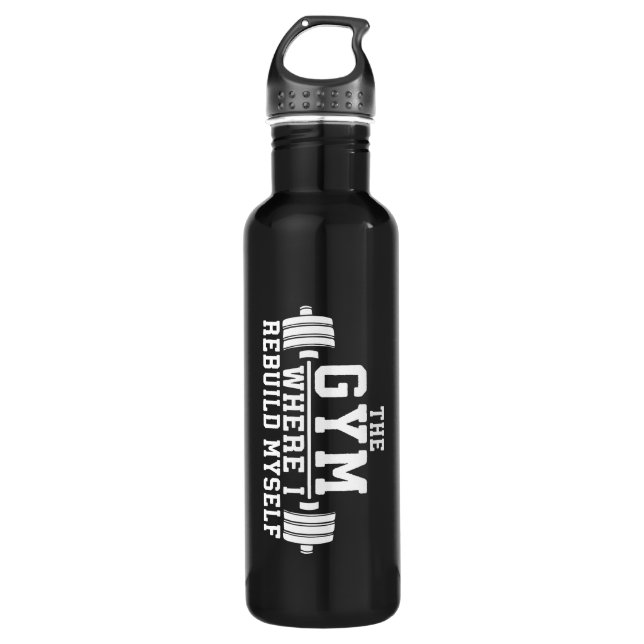 The Gym - Rebuild Myself - Workout Inspirational 710 Ml Water Bottle (Front)