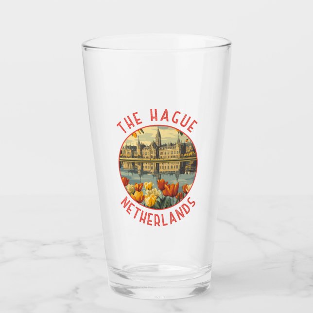 The Hague Netherlands Retro Distressed Circle Glass (Front)