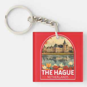 The Hague Netherlands Travel Art Emblem Key Ring
