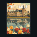The Hague Netherlands Travel Art Vintage Postcard<br><div class="desc">The Hague retro vector travel design. The Hague is a city on the North Sea coast of the western Netherlands.</div>