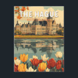 The Hague Netherlands Travel Art Vintage Postcard<br><div class="desc">The Hague retro vector travel design. The Hague is a city on the North Sea coast of the western Netherlands.</div>