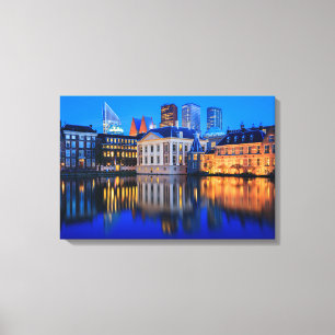 The Hague skyline at blue hour canvas print