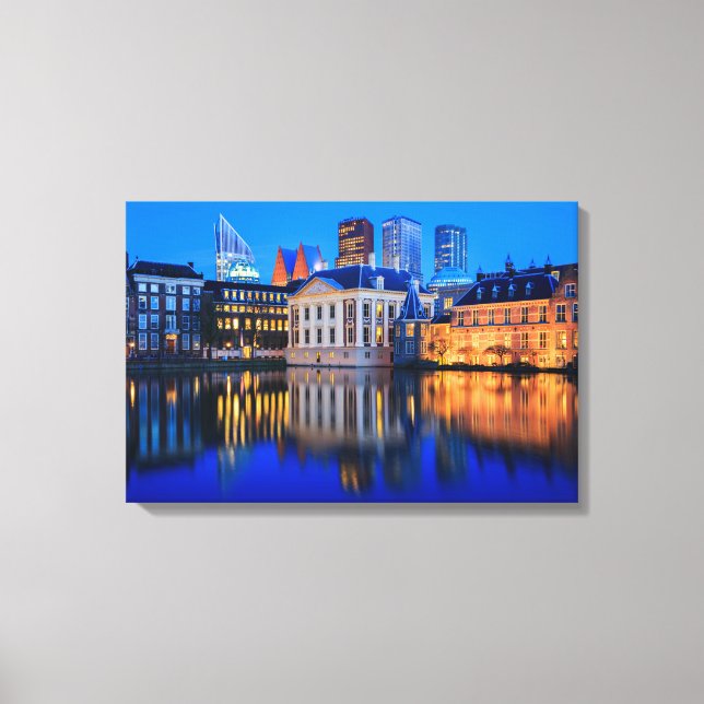 The Hague skyline at blue hour canvas print (Front)