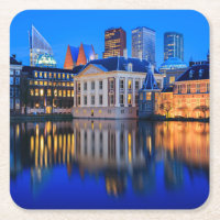 The Hague skyline at blue hour coaster