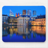 The Hague skyline at blue hour mousepad