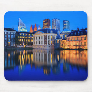 The Hague skyline at blue hour mousepad