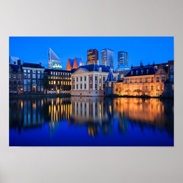 The Hague skyline at blue hour poster (Front)