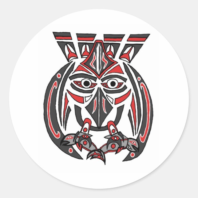 The Haida Raven and the Salmon Classic Round Sticker (Front)