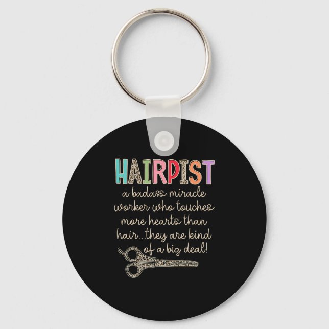 The Hairapist Hairdresser Definition Funny Hair St Key Ring (Front)