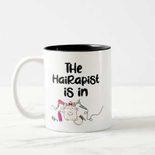 The hairapist is in Funny Hairdresser Gifts   Two-Tone Coffee Mug