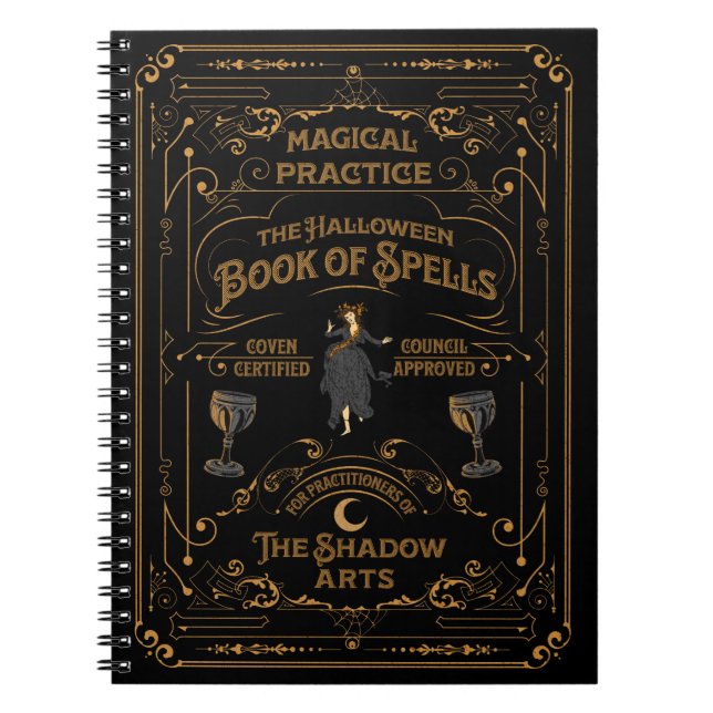 The Halloween Book of Spells Spiral Goth Notebook (Front)