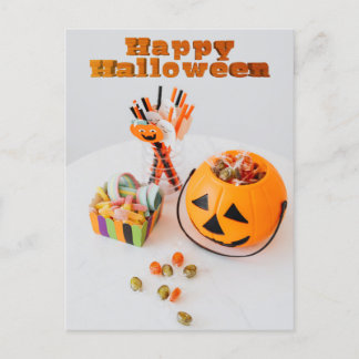 The Halloween Pumpkin Candy Postcard