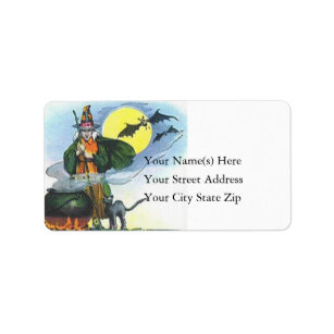 The Halloween Witch Vintage Address Label