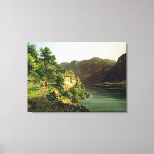 The Hallstatter Lake, 1824 (oil on canvas) Canvas Print (Front)