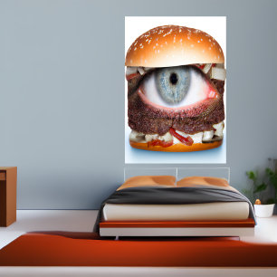 The hamburger is looking at you   AI Art Poster
