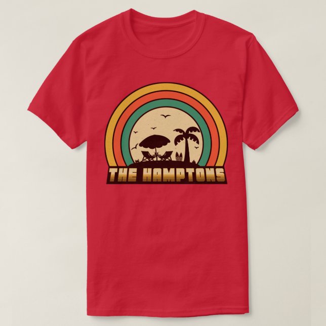 The Hamptons Beach Retro Sunset Style T-Shirt (Design Front)
