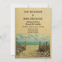 The Hamptons Beach Vintage Wedding Invitation