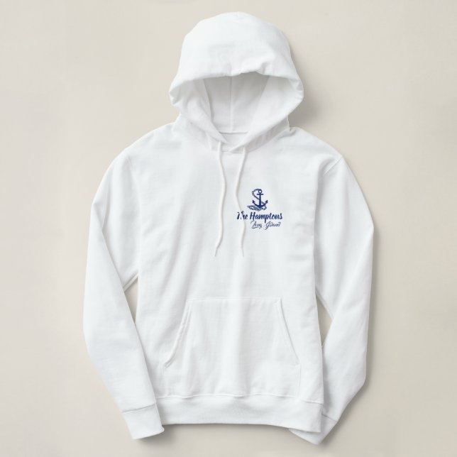 The Hamptons - Long Island - nautical style Hoodie (Design Front)