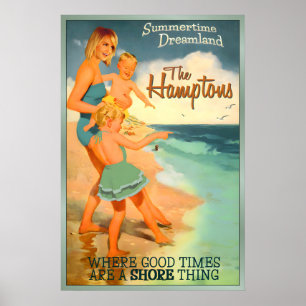 The Hamptons Long Island New York Poster New Retro