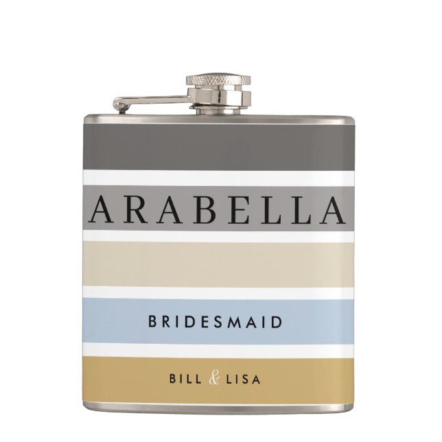 The Hamptons Personalised Bridesmaid Hip Flask (Front)