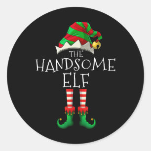 The Handsome Elf Christmas Family Matching Xmas Gr Classic Round Sticker