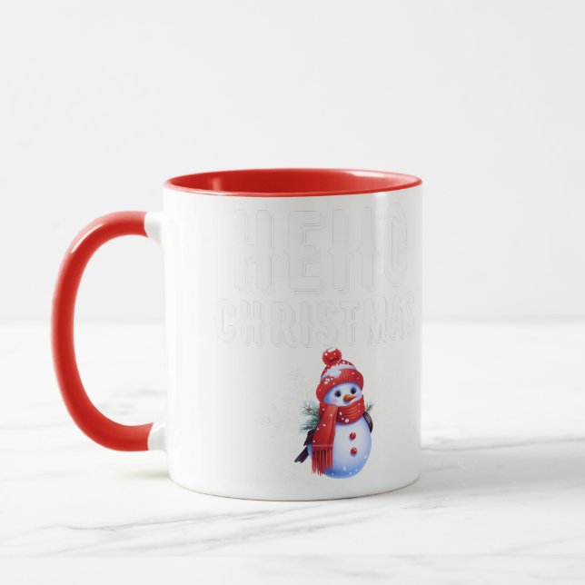 The handsome snowman welcomes Christmas with you  Mug (Left)