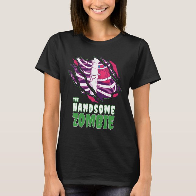 The Handsome Zombie Funny Halloween Family Zombie  T-Shirt (Front)
