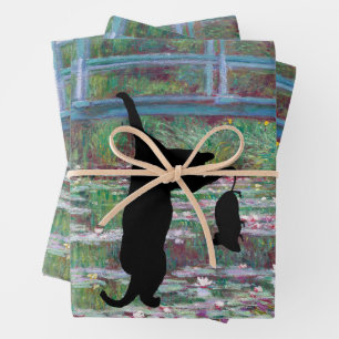 The Hanging Black Cat and Mouse Wrapping Paper Sheet