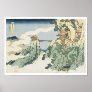The Hanging Cloud Bridge, Hokusai, 1834 Poster