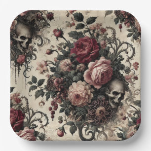 The Hanging Gardens of the Arcane – Gothic Floral  Paper Plate