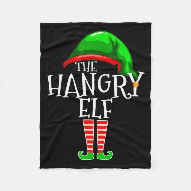 The Hangry Elf Family Matching Group Christmas Fun Fleece Blanket (Front)