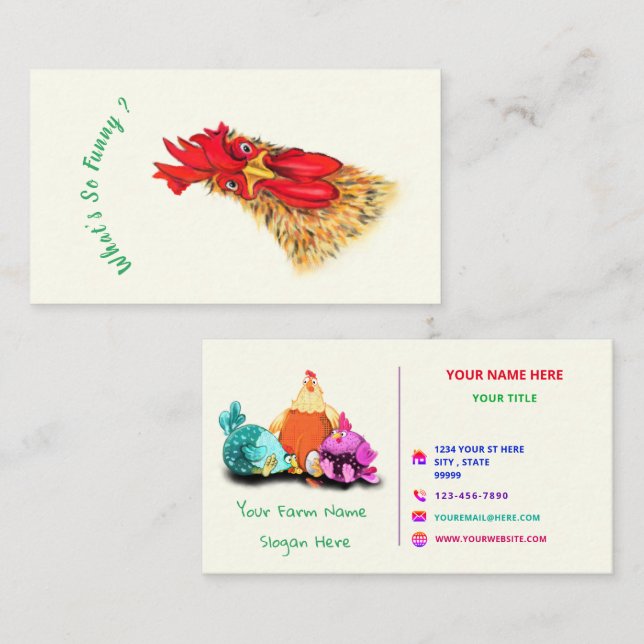 The Happiest Farmer - Fun Farm with Happy Chickens Business Card (Front/Back)