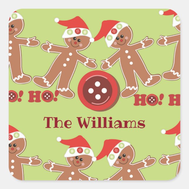 The Happiest Gingerbread Men Square Sticker (Front)