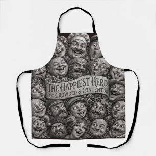 The Happiest Herd Crowded & Content Carved Faces P Apron